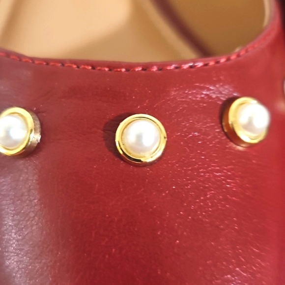 Draper James Miley Mary Jane Women's Red Flats with Pearl Details - Picture 9 of 9